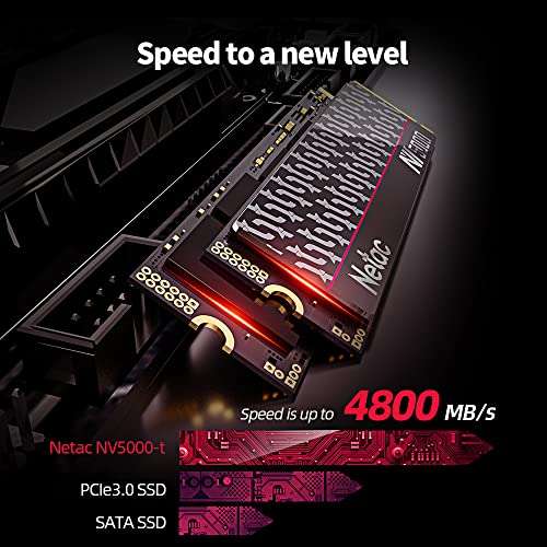 SSD interne M.2 Netac NV5000 - 2 To, NVMe 1.4, PCIe 4.0, jusqu'à 4800 Mo/s (vendeur tiers - via coupon)