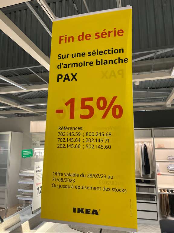 15% de remise sur une série de caisson PAX (Avignon 84)