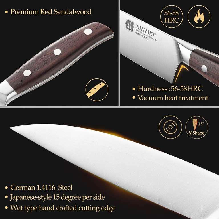 Set De 7 Couteaux De Cuisine XINZUO - Acier Damas 67 Couches Avec Bloc Acacia | Couteaux Professionnels Forgés