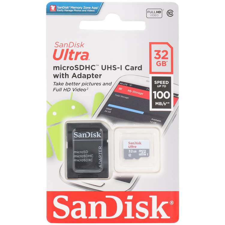 Carte micro-SDHC SanDisk Ultra - 32 Go + Adaptateur SD
