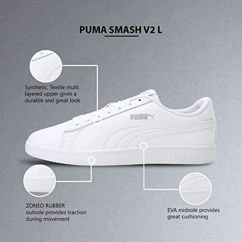 Sélection de PUMA Mixte Smash V2 L : ex T39 Puma White - Plusieurs tailles disponibles