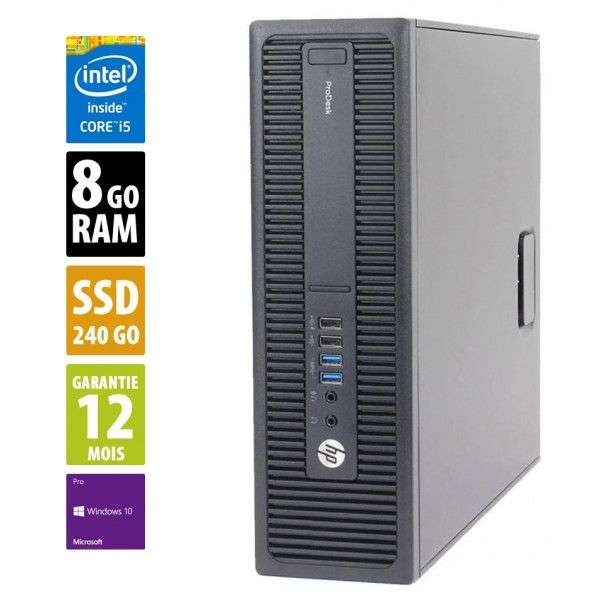 PC de bureau HP ProDesk 600 G2 SFF - Corei5-6500, 8Go de RAM, SSD de 240Go, Windows 10 Pro (Reconditionné - Grade C)