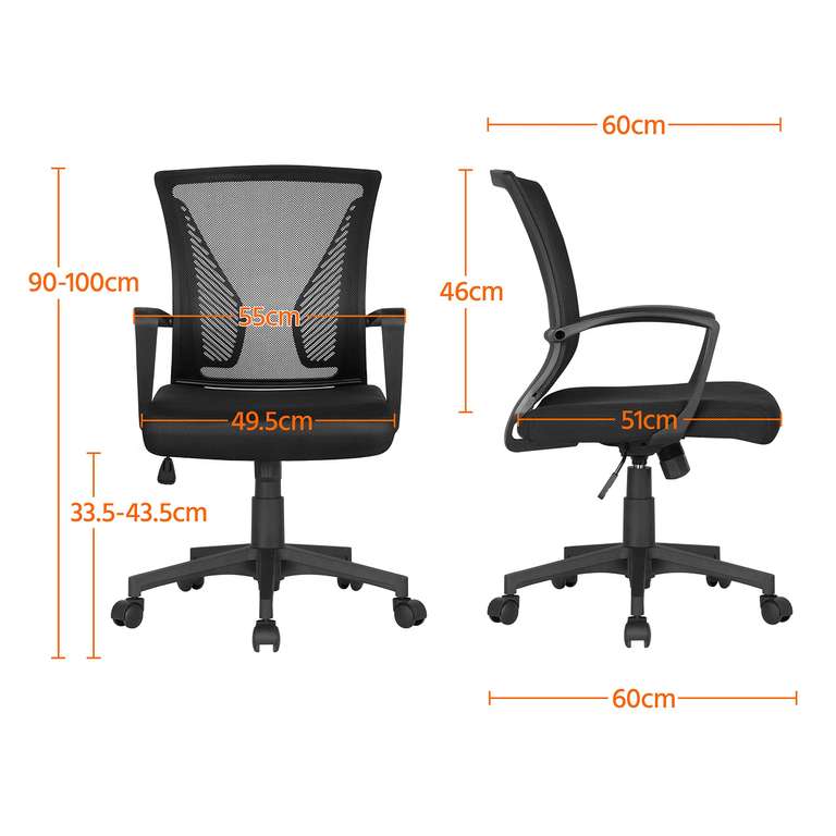 Yaheetech Chaise de bureau ergonomique, chaise de bureau respirante avec  dossier haut