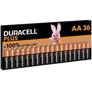 Lot de 36 Piles AA Duracell Plus - Alcaline 1,5V, LR6 MN1500