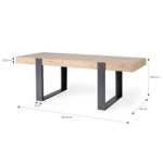 Table à manger Industrie Loft - Décor chêne, L 223,9 x P 93 x H 78,6 cm