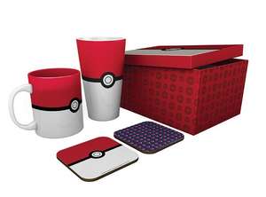 Pack Pokémon : Verre XXL + Mug + 2 Coasters "Pokéball"
