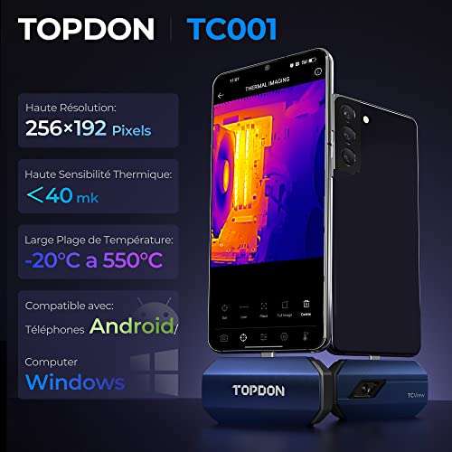 Caméra Thermique Infrarouge Topdon TC001 - Android, USB C, de -20°c à 550°c (Vendeur Tiers)