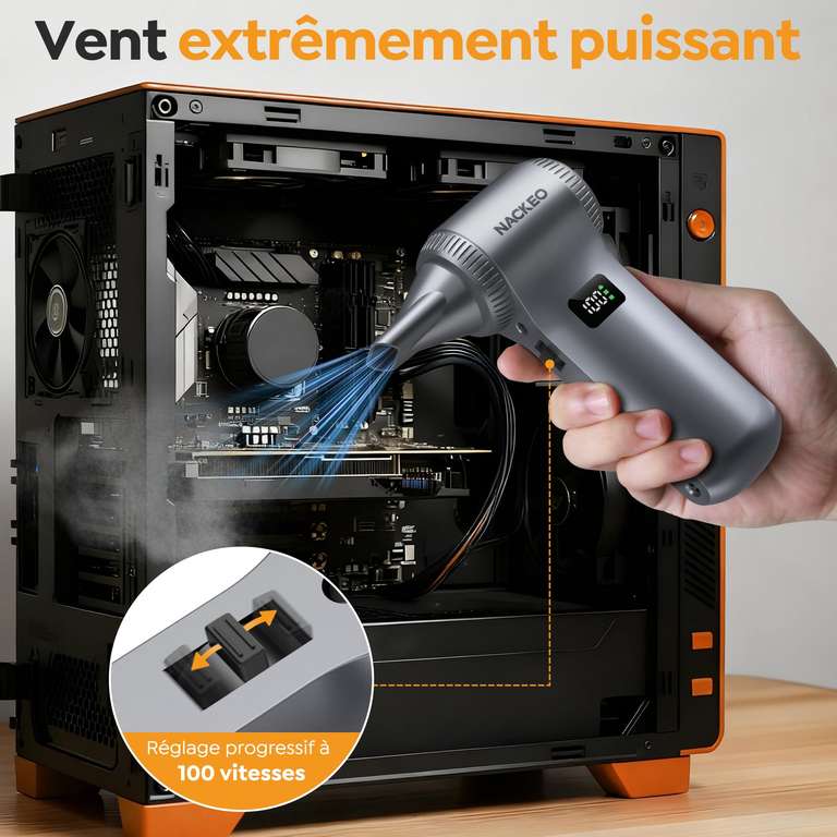 ExKeen Souffleur Air Comprimé 130000 TR/Min - Soufflette Électrique Sans Fil 8000mAh Pour Nettoyage PC Et Maison