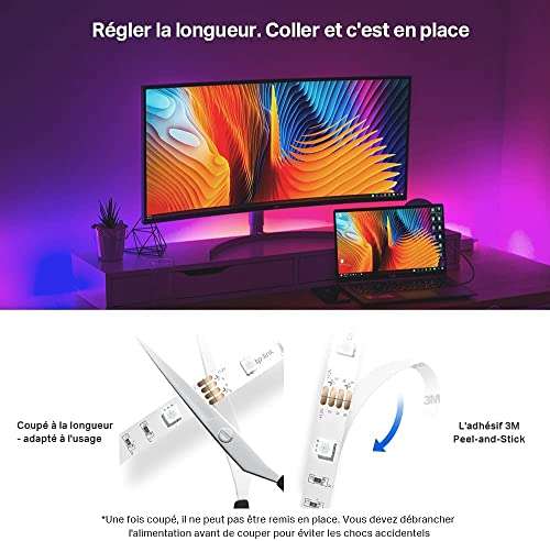 Ruban LED Connectée Tapo L900-10 - 10m (2x5m), multicolore, Contrôle via WiFi App, Commande vocale Alexa et Google Home