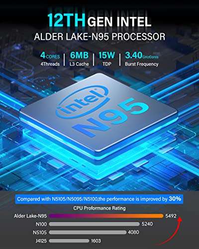 Mini PC NiPoGi GK3 Plus - Intel N95, RAM 16 Go, SSD 512 Go, WiFi 2.4/5G, W11 Pro (2x HDMI 4K, 1x VGA 4K, 4x USB, 1x RJ45) - Vendeur tiers