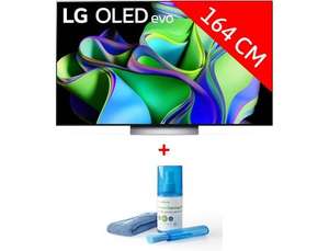 TV OLED Evo 65" LG OLED65C3 (2023) - 4K UHD, 120 Hz, HDR10 Pro, Dolby Vision IQ, HDMI 2.1, VRR & ALLM + Kit nettoyage 200ml (Via ODR 300€)