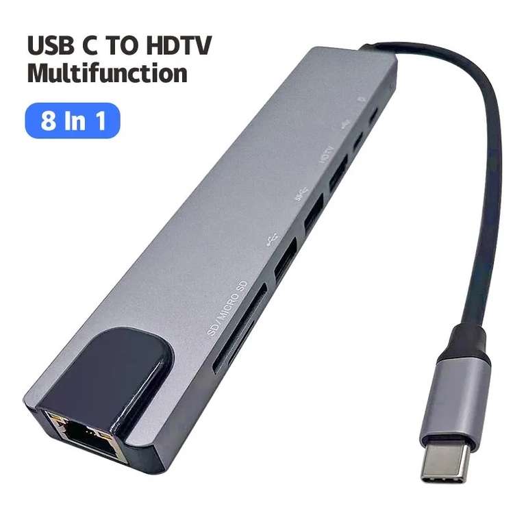 Hub USB Type C 8 en 1