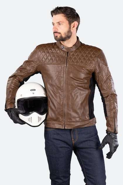 Blouson moto Homme Course Boomer - noir ou marron, tailles XS à 3XL