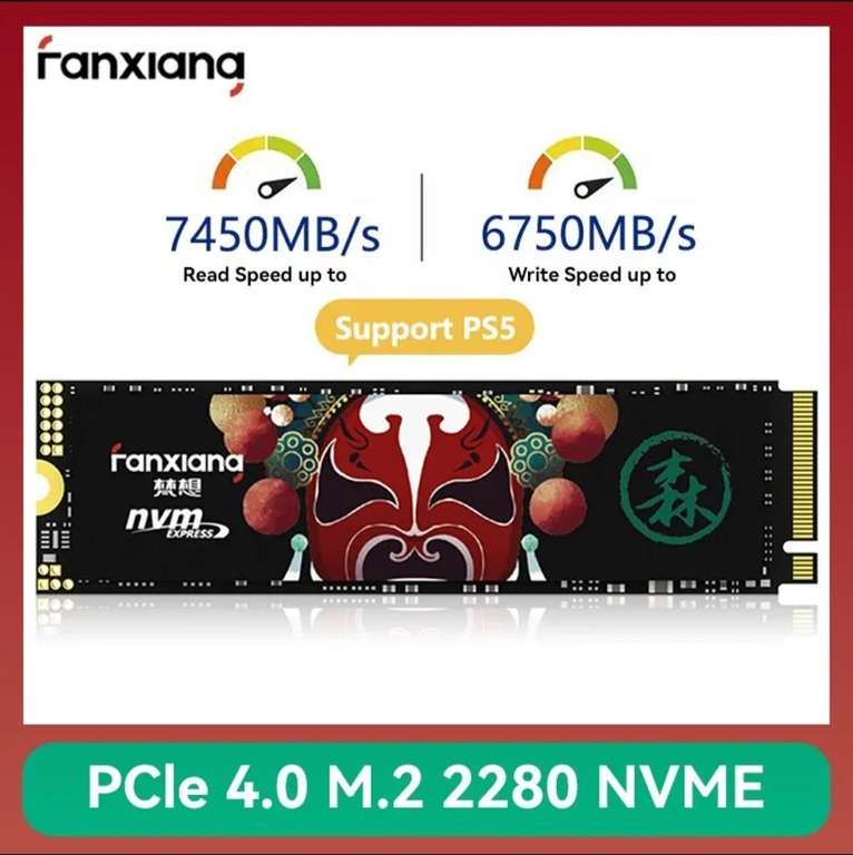 SSD interne Nvme M.2 2280 PCIe4.0 Fanxiang S790 - 2To, 7450MB/s 6750MB/s compatible PS5