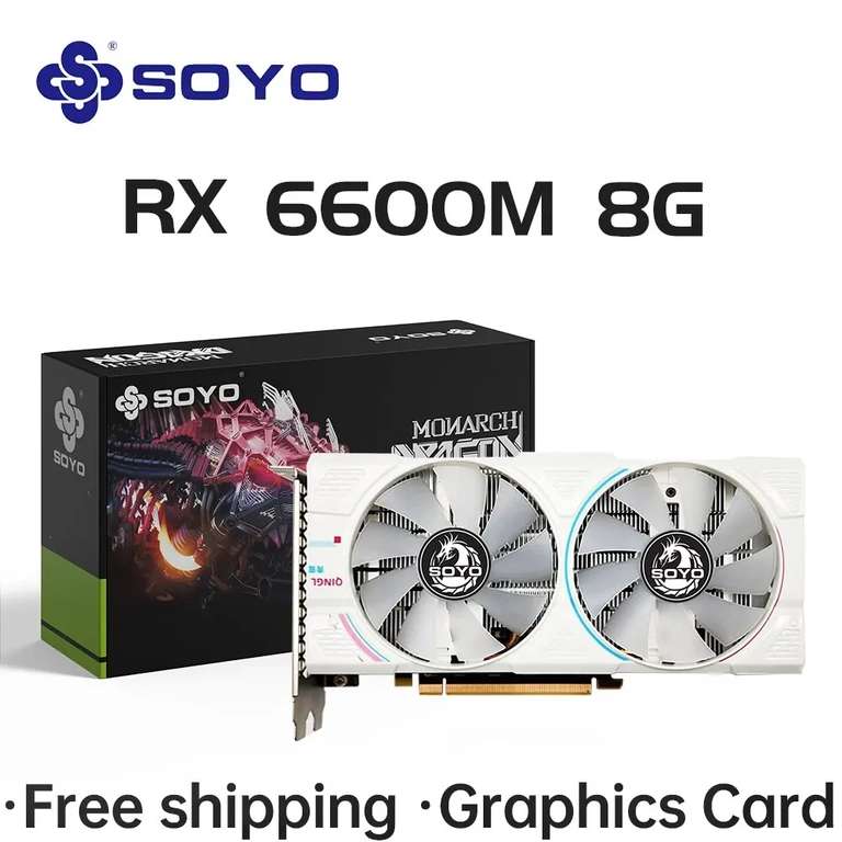 Carte graphique AMD RX 6600M SOYO, 8 Go, GDDR6, PCI-E 4.0 × 8, GPU 8 broches, HDMI, DP