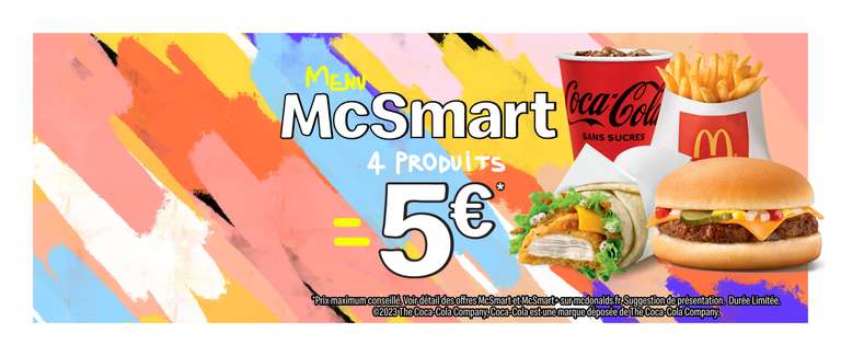 Menu McSmart - Cheeseburger + P'tit Wrap Ranch + Frites + Boisson pour 5€ (Restaurants participants)