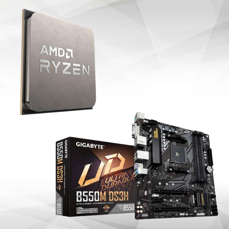 Processeur AMD Ryzen 5 4500 + Carte mère Gigabyte B550M DS3H