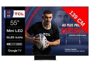 TV 55" TCL 55MQLED87 (55C845) - 4K UHD, Mini Led QLED 144hz Multi HDR Dolby Atmos (via ODR de 100€)