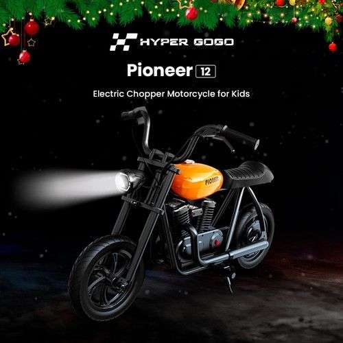 Moto électrique pour enfants Hyper Gogo Pioneer 12 Basic Edition 24 V 5,2 Ah 160 W avec pneus 12'x3', 12 km haut de gamme - Orange