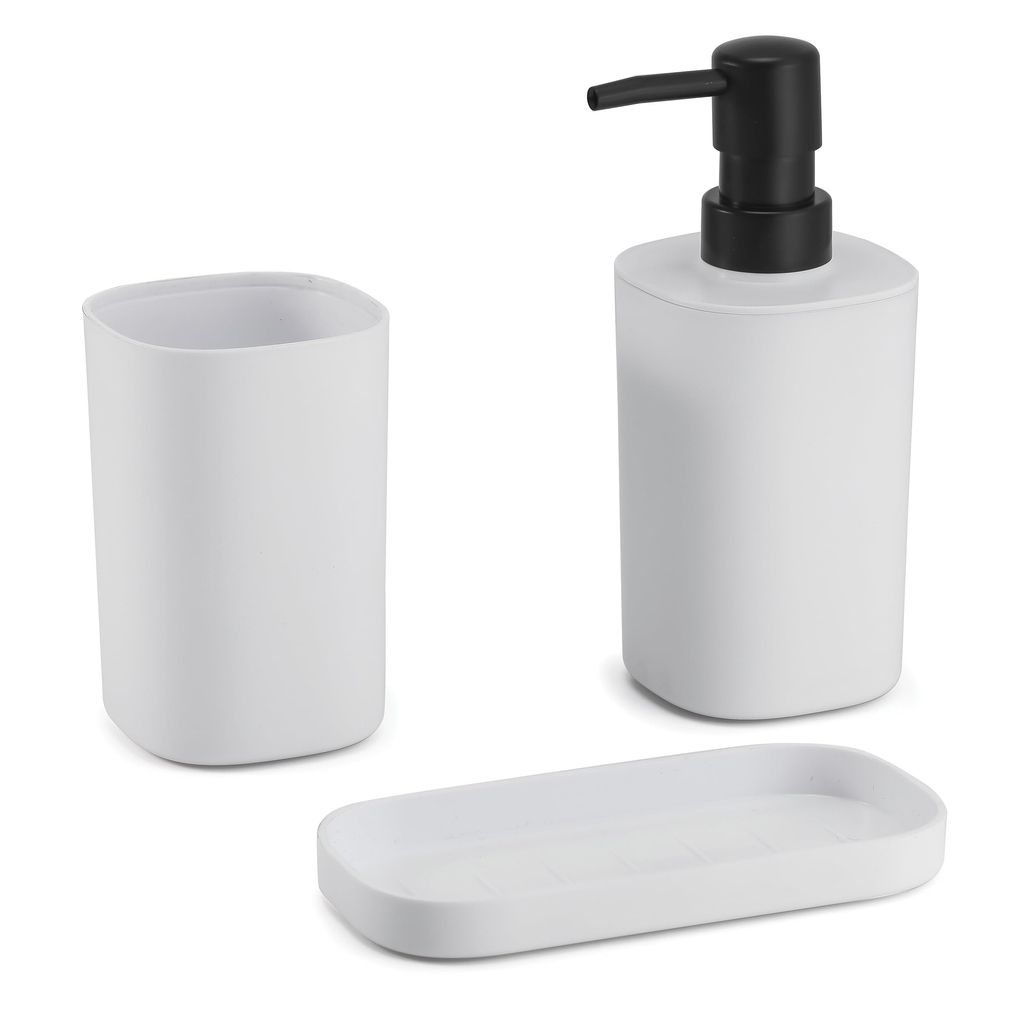 Ensemble de 3 Accessoires de Salle de Bain en Lona - Taupe, Blanc ou Gris foncé