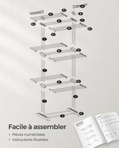 Songmics - Étendoir à Linge Mobile 4 Niveaux - Pliable Avec Roulettes Pliable 635 X 1255 X 173 Cm Grande Capacite Utilisation Interieure Et Exterieure Blanc Nuage Et Gris Tourterelle 88641453 Songmics - Étendoir à Linge Mobile 4 Niveaux - Pliable Avec Roulettes Pliable 635 X 1255 X 173 Cm Grande Capacite Utilisation Interieure Et Exterieure Blanc Nuage Et Gris Tourterelle 88641453
