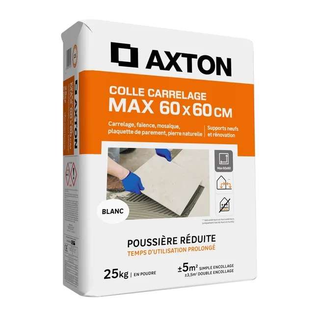 Colle en poudre Axton - 25Kg, Sol/mur, intérieur/extérieur, max