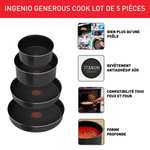 Batterie de cuisine Tefal "Ingenio Generous Cook" - 5 Pièces, Aluminium, Tous feux - Noir