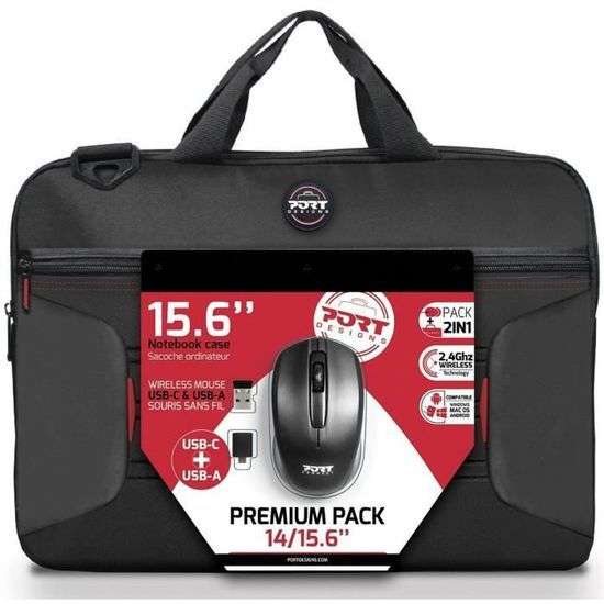 Premium Pack Sacoche PC + Souris sans fil + Dungle USB & Adaptateur Type C (+0.62€ pour les membres CDAV)