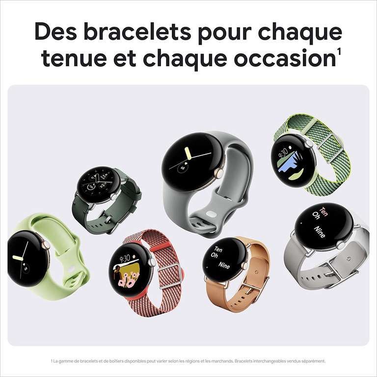 Montre connectée Google Pixel Watch - Boîtier acier inoxydable, Noir mat, Wifi, Bluetooth (+10,45€ en Rakuten Point - via l'application)