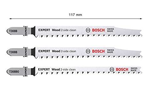 Kit de 3 lames de scie sauteuse Bosch Expert Wood 2-Side Clean T 308 B/BO