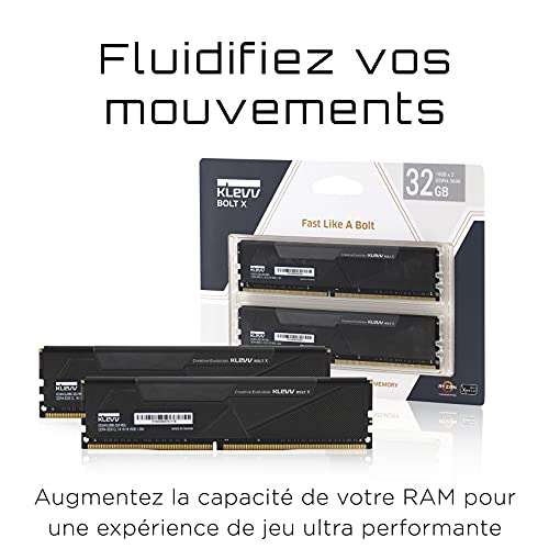 Kit mémoire RAM Klevv Bolt X - 32 Go (16 Go x 2), 3600 MHz, C18, DDR4