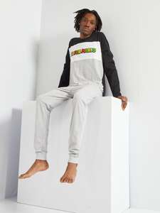 Pyjama long 'Super-Mario' en jersey - 2 pièces (t-shirt + pantalon) noir/gris, Tailles XL ou XXL