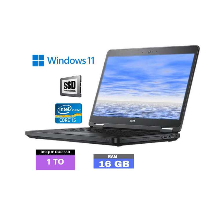 PC portable 14" Dell Latitude E5440 - HD, Intel Core i5-4310u, 16 Go de RAM, SSD 1To (Reconditionné - Grade B)