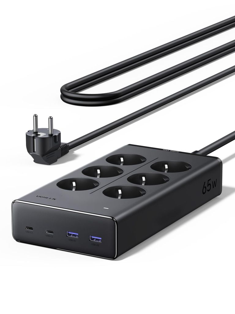 Multiprise 10-en-1 UGREEN 10-en-1 PD 65W - 6 Prises, USB-C, Interrupteur, 3680W / 16A (Via remise au panier - Vendeur Tiers)