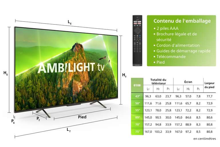 TV 50" Philips Ambilight 50PUS8108 - 4K, SMart TV, UHD & HDR10+, 60Hz