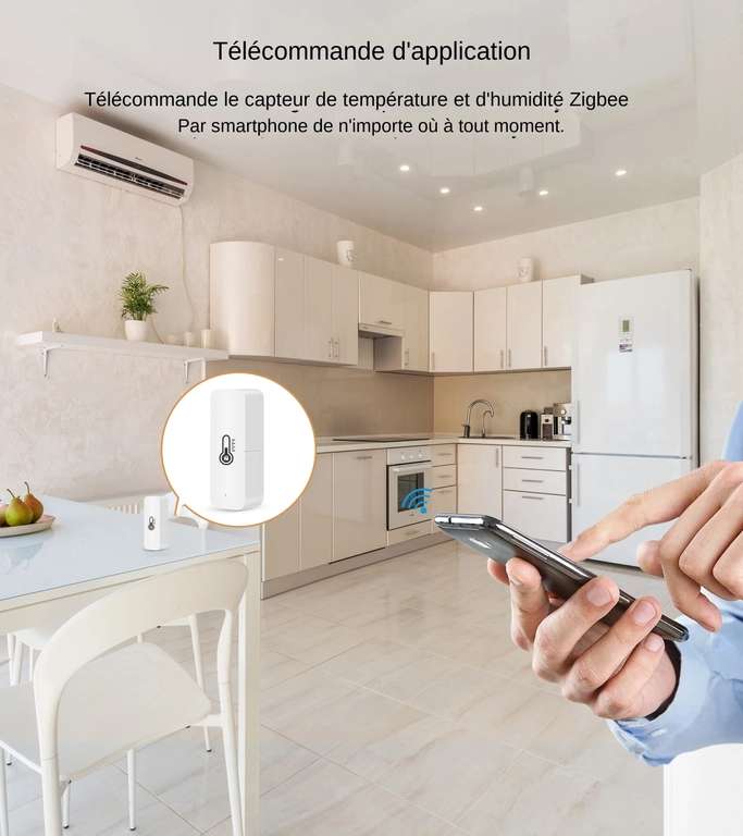 Capteur de température et d'humidité - Zigbee, App Tuya, compatibles assistants vocaux
