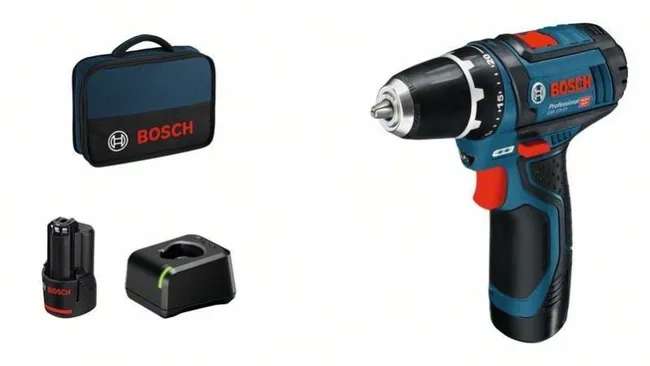 Perceuse visseuse sans fil Bosch Professional GSR 12V-15 - 12V + 2 Batteries 2.0 Ah + Chargeur