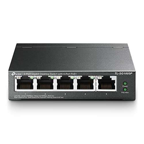 Switch Réseau TP-Link PoE (TL-SG1005P V2) - 5 ports Gigabit, 4 ports PoE+, 65W