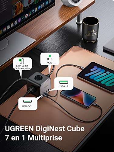 Cube Multiprise Ugreen DigiNest - USB 65W avec Interrupteur (vendeur tiers)