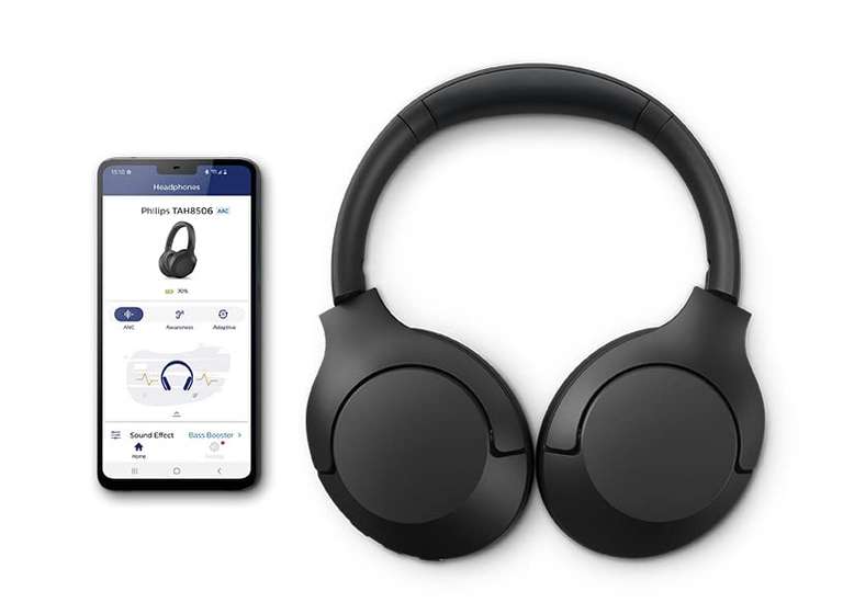 Casque circum-aural sans fil à réduction du bruit Philips TAH8506BK - Bluetooth, 60 Heures d'Autonomie noir