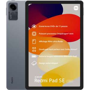Tablette 11" Xiaomi Redmi Pad SE - Full HD+, 90Hz, RAM 4Go, 128Go, Snapdragon 680, 8000mAh (+7,20€ en RP)