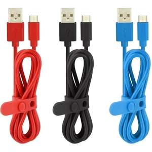 Lot de 3 câbles micro USB Essentiel-B - 1m, rouge, noir, bleu (via retrait magasin)