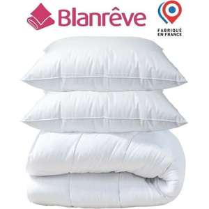 Pack linge de lit Blanreve - Couette 240x220 cm et 2 oreillers 60x60 cm - Tempérée, 2 personnes - Blanc