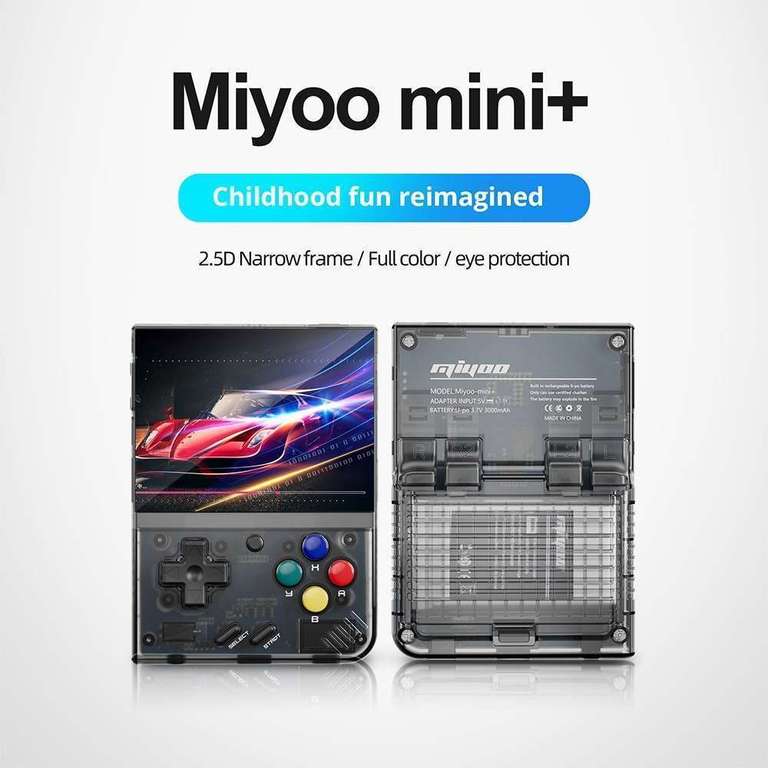 Console de jeu open source MIYOO Mini Plus (sans jeu) - Ecran IPS 3.5", processeur Cortex-A7, batterie 3000 mAh, noir
