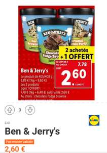 3 pots de Ben & Jerry's achetés (2+1 offert) - Plusieurs variétés - Remise immédiate