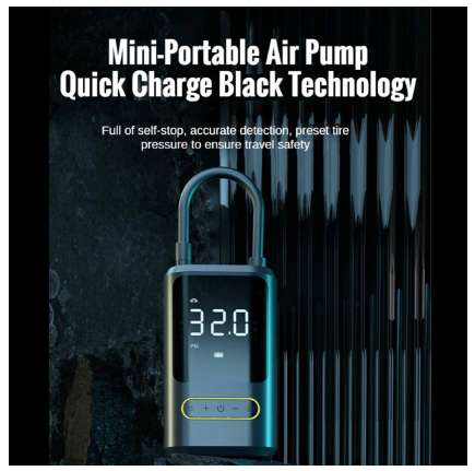 Gonfleur électrique portable Mijia Air Pump 1S - 15L/min, 0.2-10.3 bar,  2000 mAh, USB-C, LED intégrée –