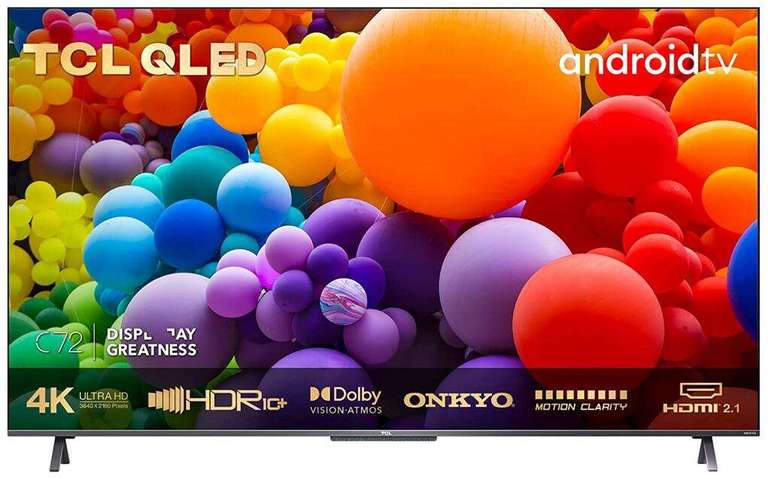TV 50" TCL 50C721 - QLED, 4K UHD, HDR Pro, Dolby Vision, HDMI 2.1 / VRR / ALLM, Son 2.0 Onkyo, Android TV (via ODR de 50€)