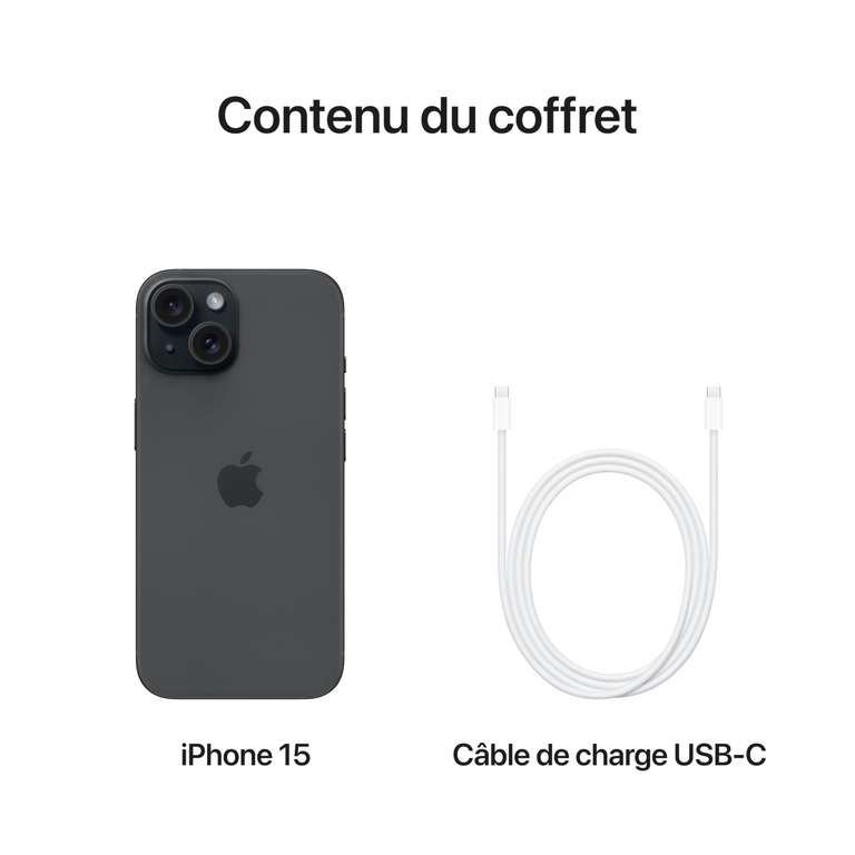 Smartphone 6.1" Apple iPhone 15 - 128 Go, coloris au choix (via bonus reprise de 90€)