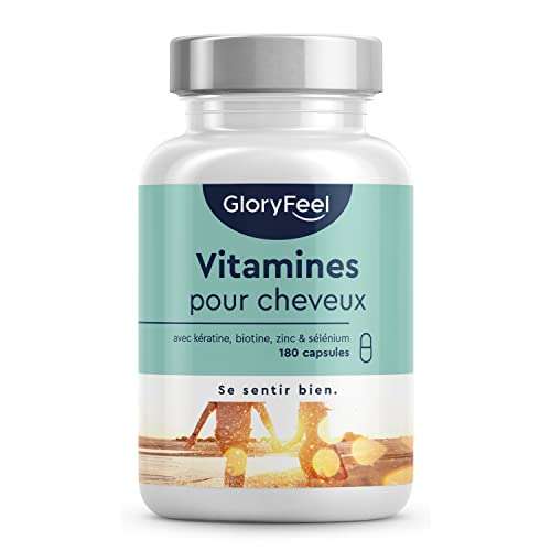 Vitamines Cheveux avec Biotine, Zinc & Sélénium, Pousse Cheveux, Anti Chute de Cheveux, 180 Capsules (Vendeur Tiers)