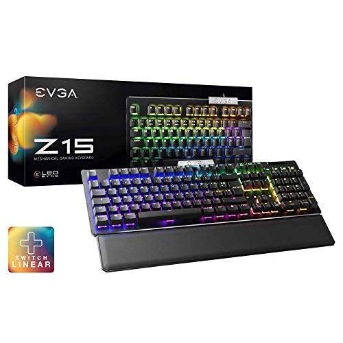 Clavier gaming mécanique filaire EVGA Z15 RGB - Hot Swappable, Kailh Speed Silver Switches (Linear)
